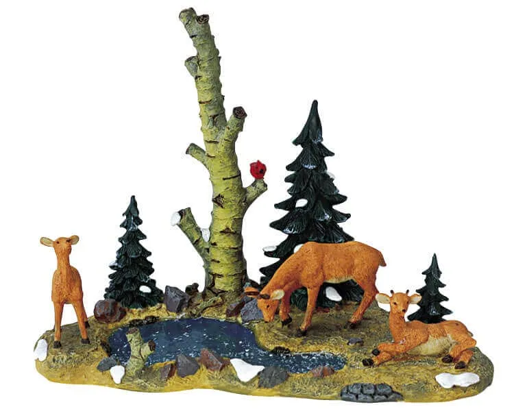 lemax-deer-at-the-pond-figurine-cerf-l-tang image 1