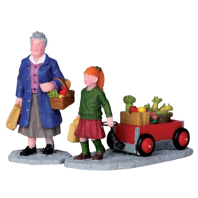 lemax-shopping-with-grandma-figurines-shopping-miniatures image 1