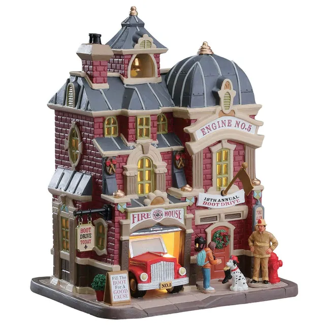 lemax-boot-drive-at-the-firehouse-sc-ne-miniature-caserne-de-pompiers image 1