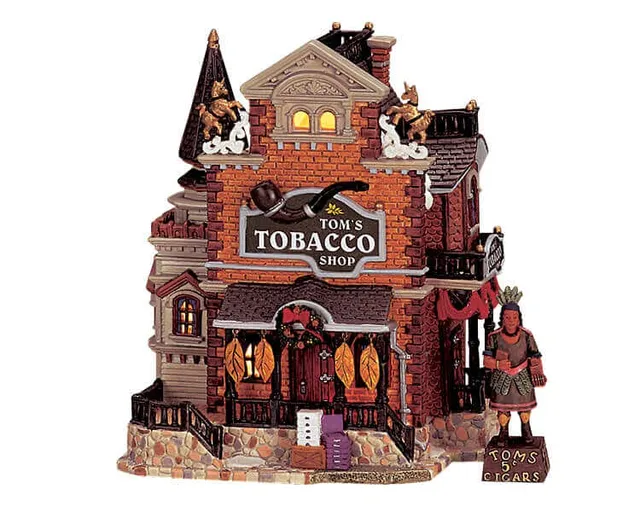 lemax-tom-s-tobacco-shop-boutique-miniature-village-de-no-l image 1