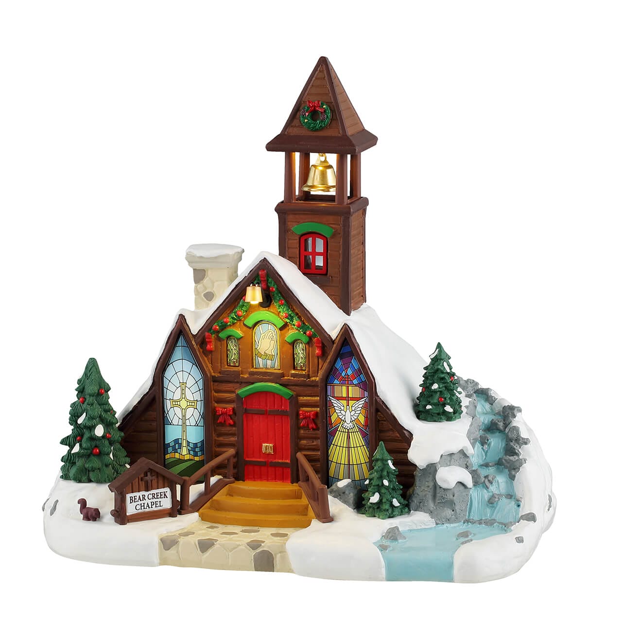 lemax-bear-creek-chapel-chapelle-miniature-lumineuse-vail-village image 2