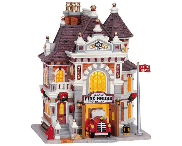lemax-village-firehouse-no-1-caserne-miniature image 1