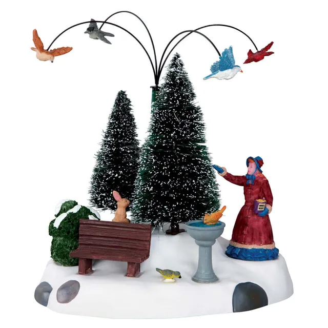 lemax-winter-feeding-set-of-2-figurines-oiseaux-d-hiver-miniatures image 1