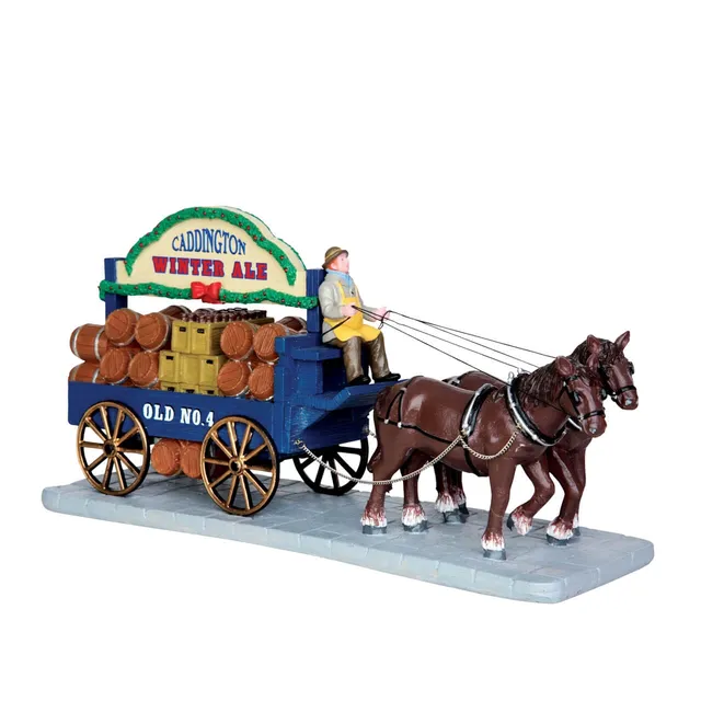 lemax-winter-ale-wagon-chariot-bi-re-miniature-de-collection image 1