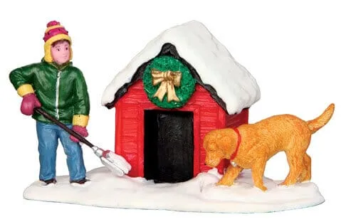 lemax-digging-out-the-doghouse-figurine-neige-miniature image 1