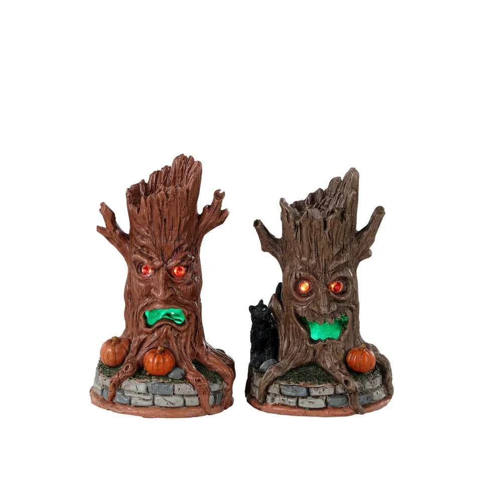 lemax-haunted-tree-trunks-troncs-hant-s-lumineux-miniatures image 1