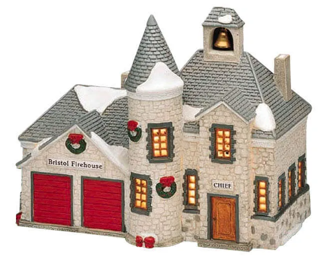 lemax-bristol-firehouse-caserne-de-pompiers-miniature-lumineuse image 1