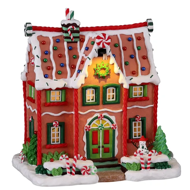 lemax-peppermint-house-grande-maison-pain-d-pice-lumineuse-sugar-n-spice image 1
