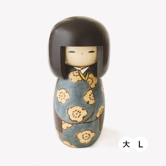 usaburo-kokeshi-kojitsu-good-day-bleu-l-figurine-115-x-115-x-240-mm image 1