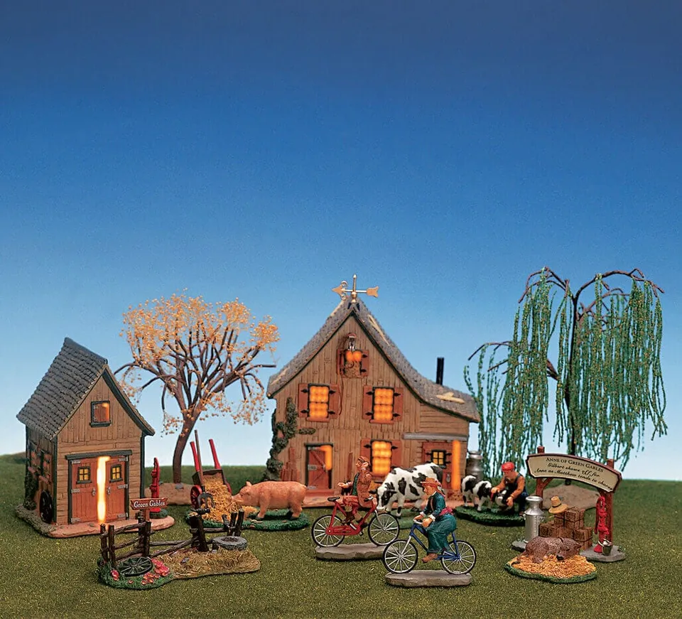 lemax-green-gables-barn-set-grange-miniature-de-collection image 1