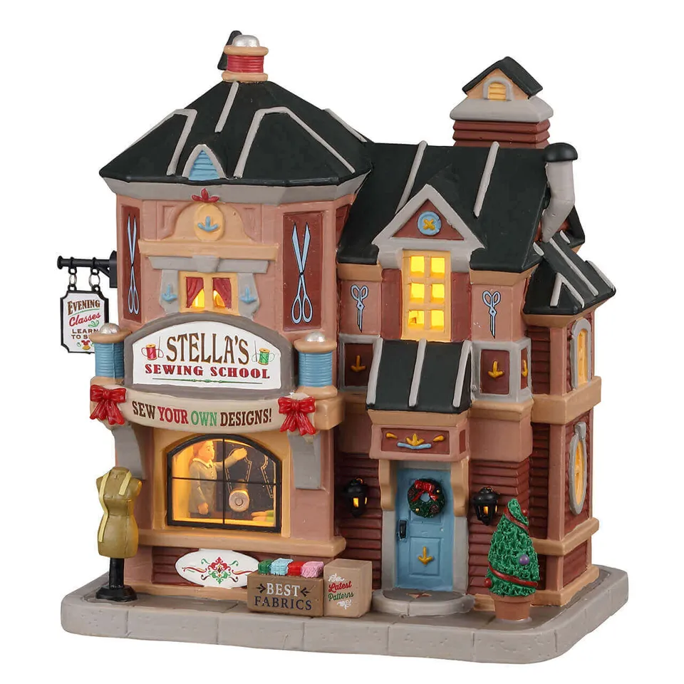 lemax-stella-s-sewing-school-b-timent-miniature-cole-de-couture-harvest-crossing image 1