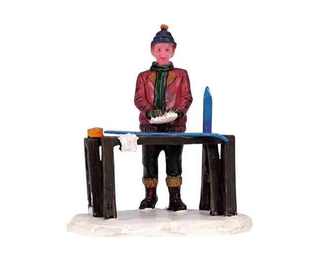 lemax-ski-waxing-figurine-ski-miniature image 1