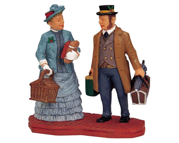 lemax-travelling-couple-figurine-couple-de-voyageurs image 1