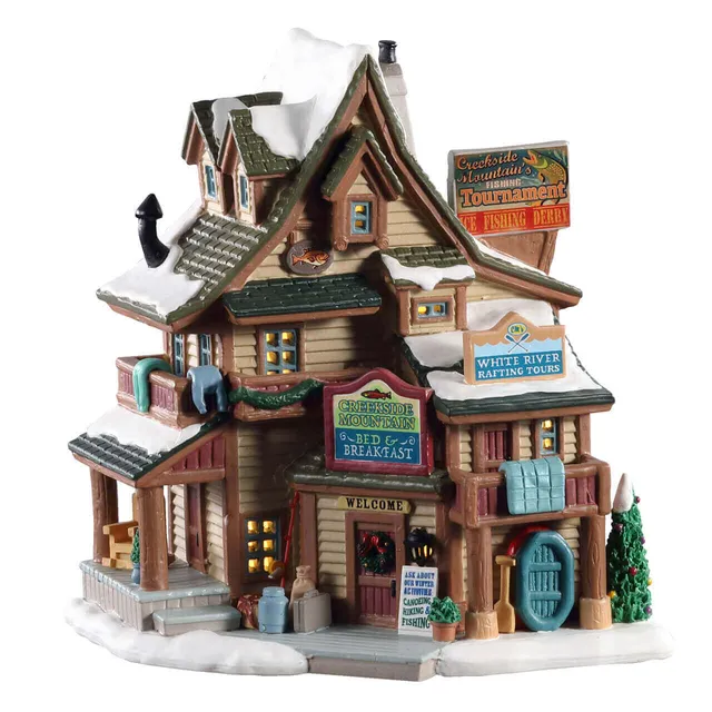lemax-creekside-mountain-bed-breakfast-chalet-miniature-de-collection image 1