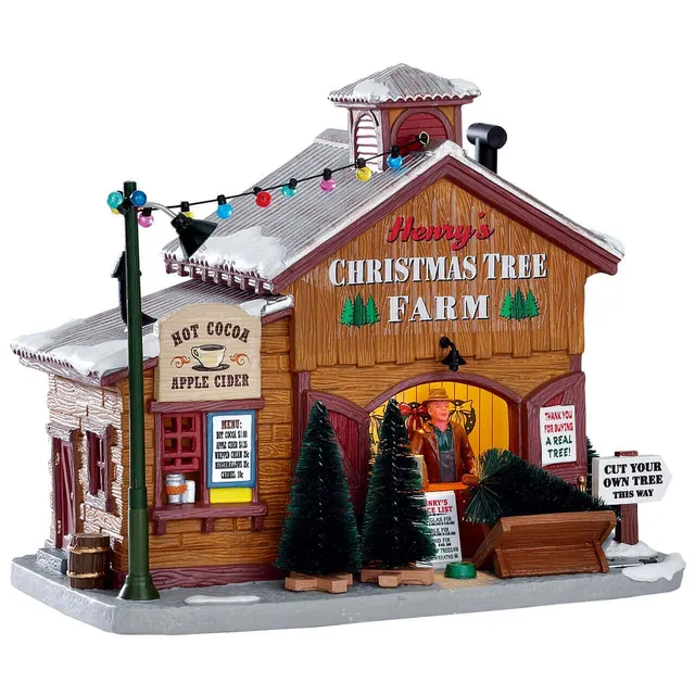 lemax-henrys-christmas-tree-farm-b-timent-miniature-ferme-sapins image 1