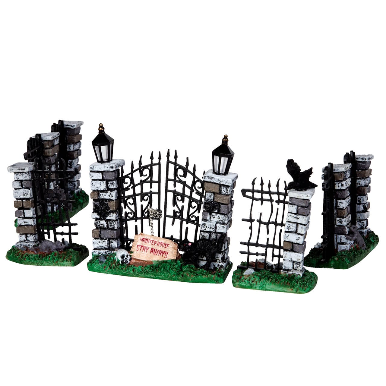 lemax-spooky-iron-gate-and-fence-set-of-5-accessoire-miniature-halloween image 1