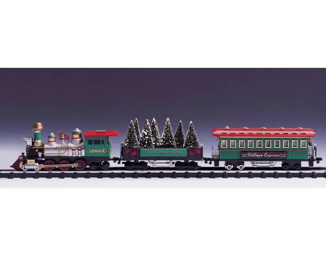 lemax-village-express-three-train-cars-wagons-de-train-miniatures image 1