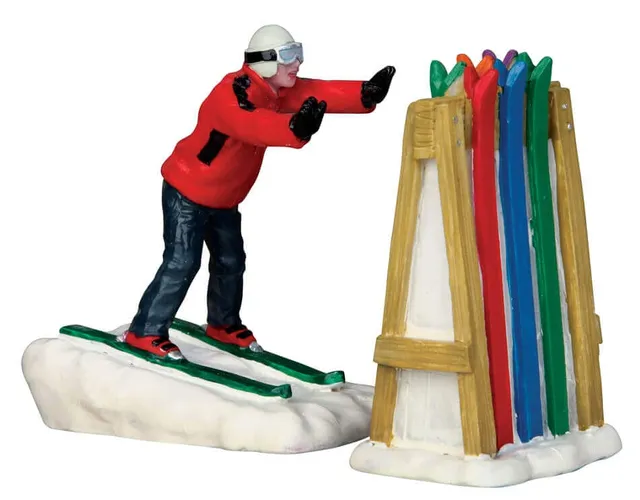 lemax-ski-rack-disaster-set-of-2-porte-skis-miniatures image 1
