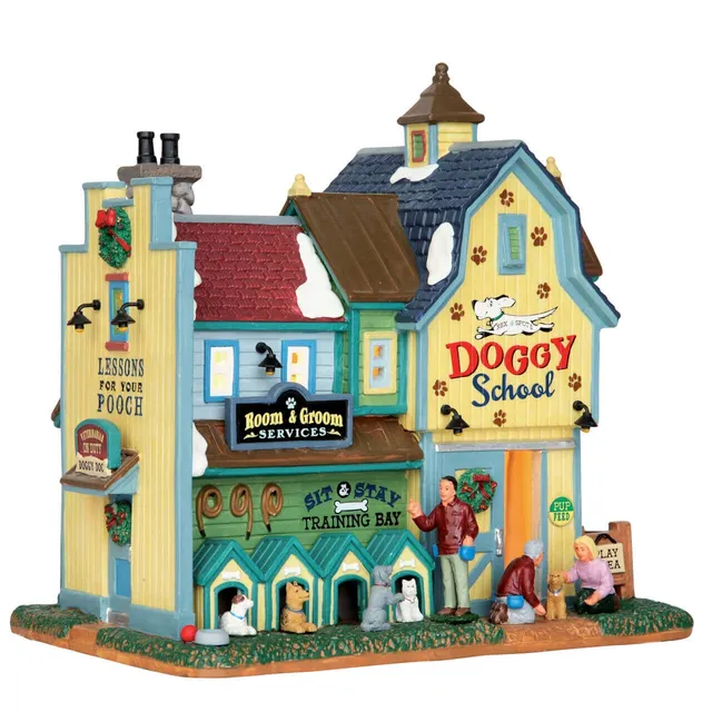 lemax-rex-spot-s-doggy-school-b-timent-miniature-village-de-no-l image 1
