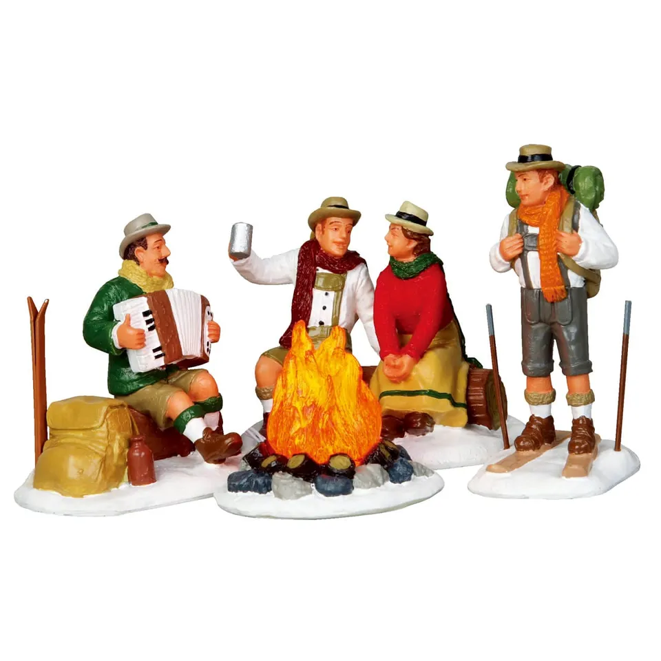 lemax-alpine-ski-party-set-of-4-lot-4-figurines-skieurs image 1
