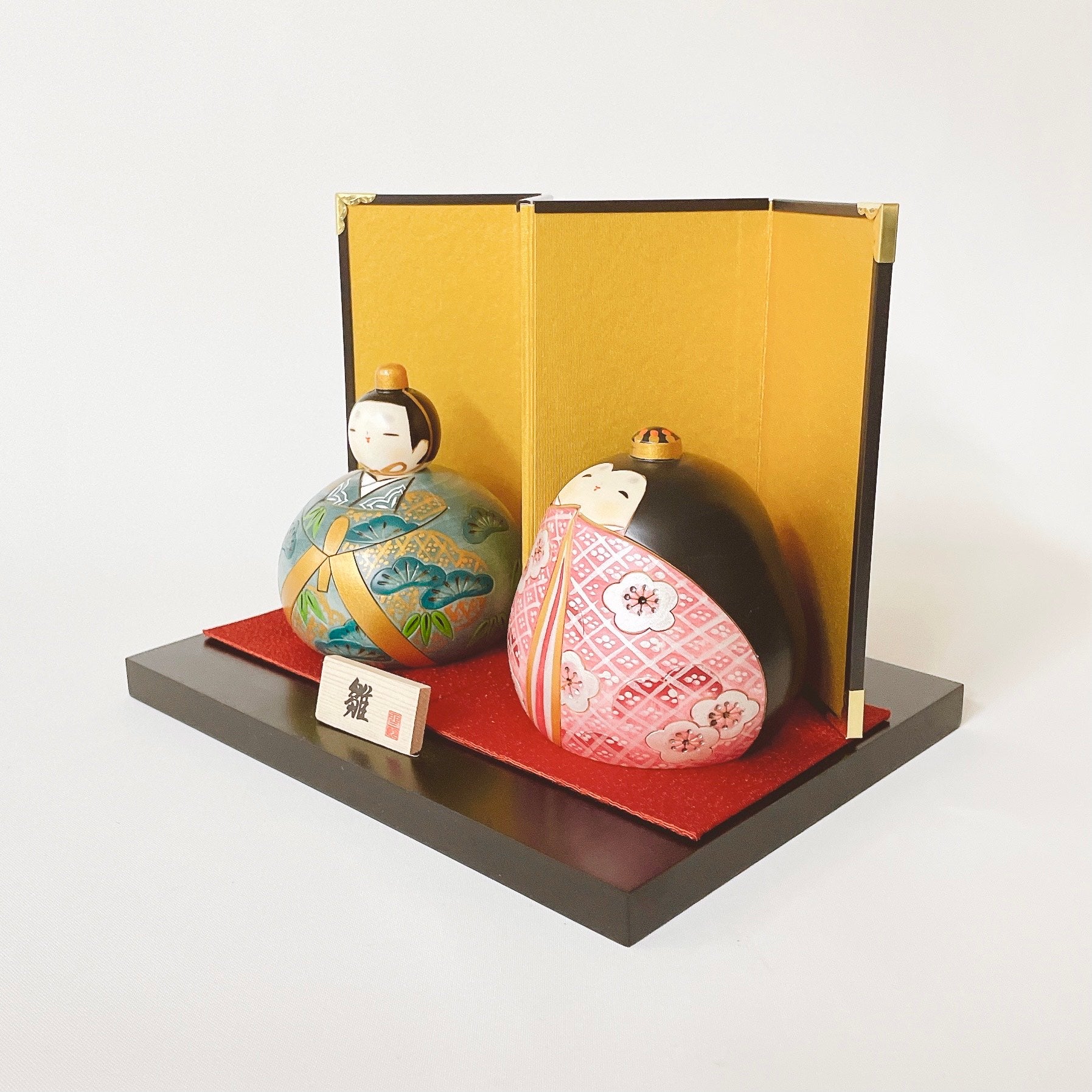 usaburo-kokeshi-heian-hina-paix-duo-artisanal-10-5-cm-set image 2