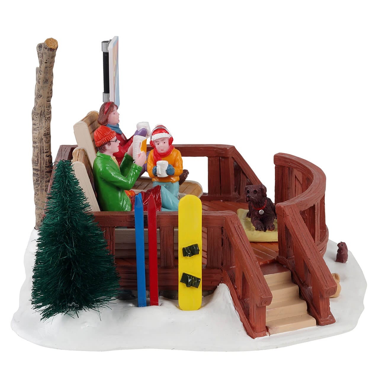 lemax-sun-on-the-slopes-figurine-miniature-vail-village-skieurs-en-terrasse image 2