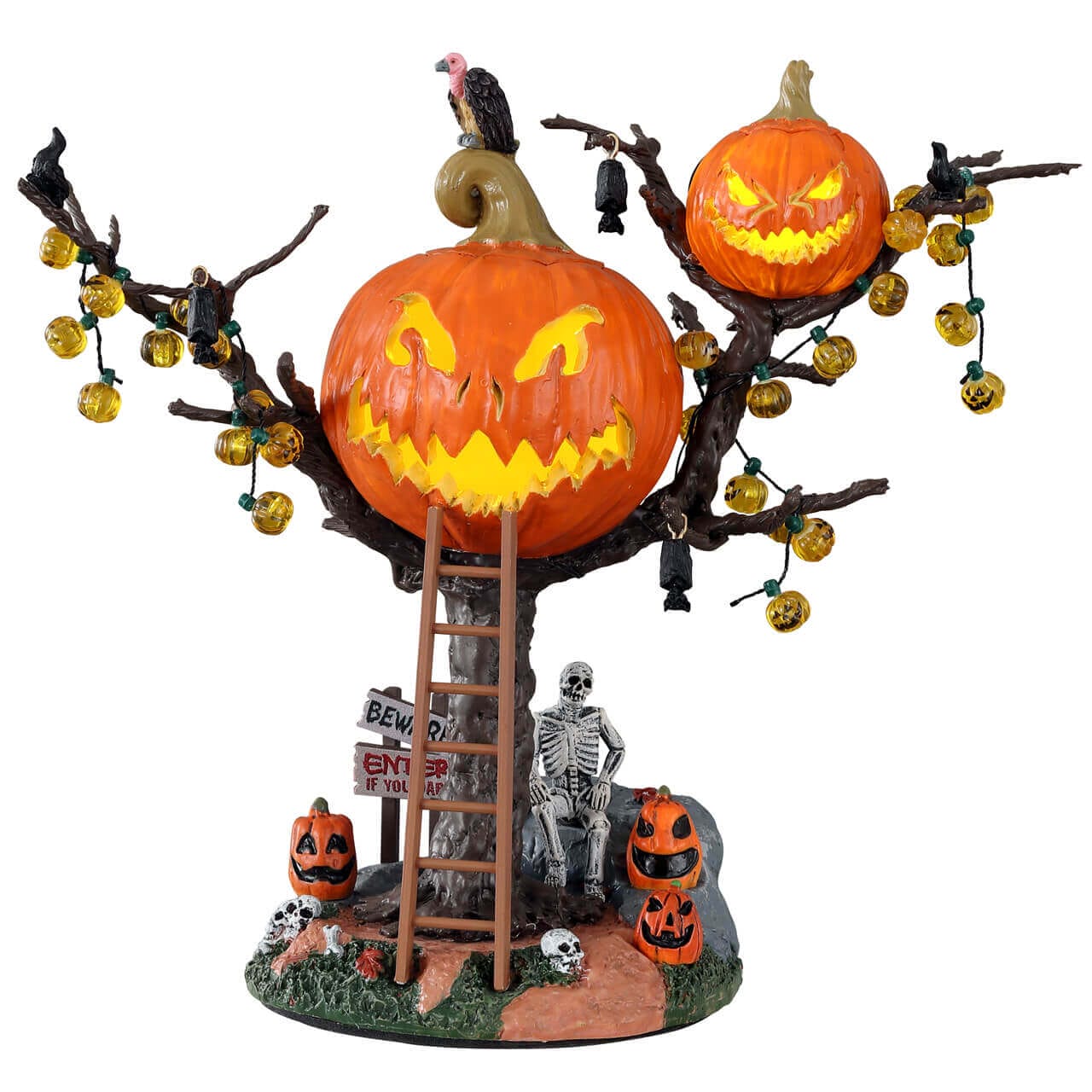 lemax-pumpkin-tree-house-miniature-cabane-citrouilles-halloween-spooky-town-lumi image 1