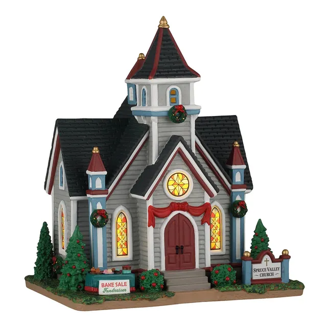 lemax-spruce-valley-church-glise-illumin-e-village-caddington image 1