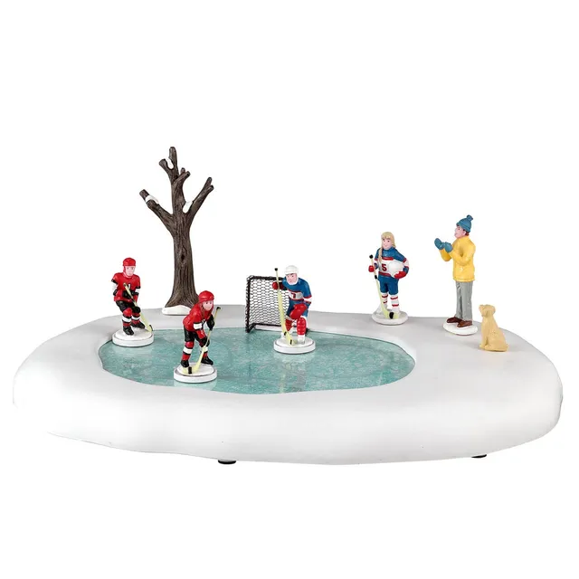 lemax-girls-play-hockey-too-figurine-miniature-match-de-hockey-vail-village image 1