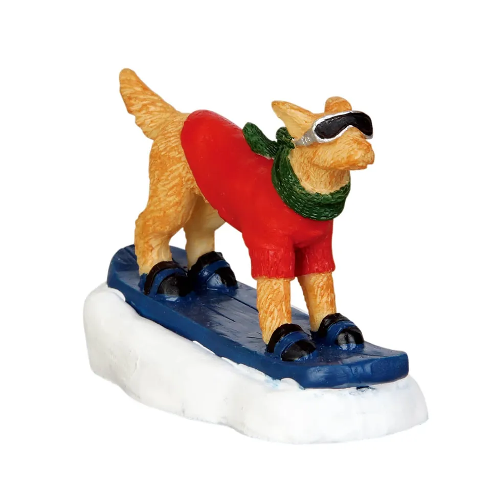 lemax-snowboarding-dog-figurine-miniature-vail-village image 1