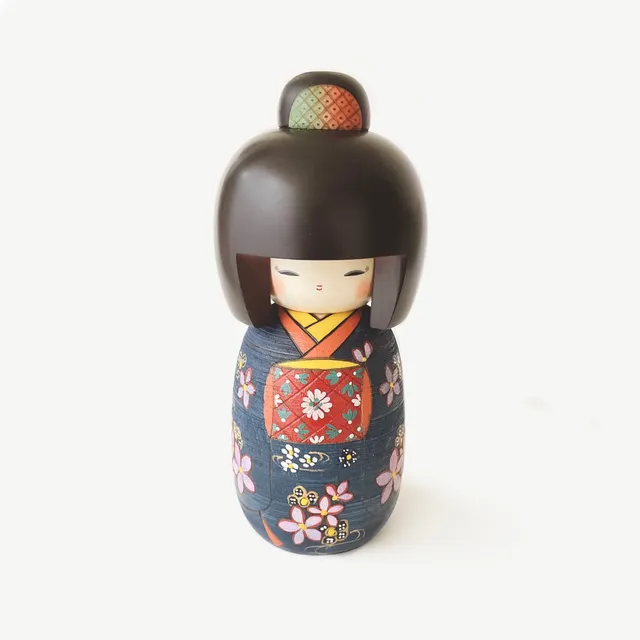usaburo-kokeshi-odekake-blue-poupee-kokeshi-artisanale-24-cm image 1