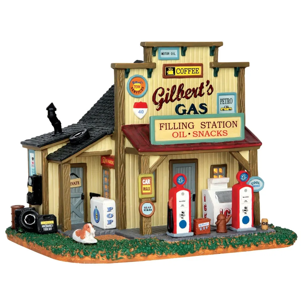 lemax-gilbert-s-gasoline-station-miniature-station-service-vintage image 1