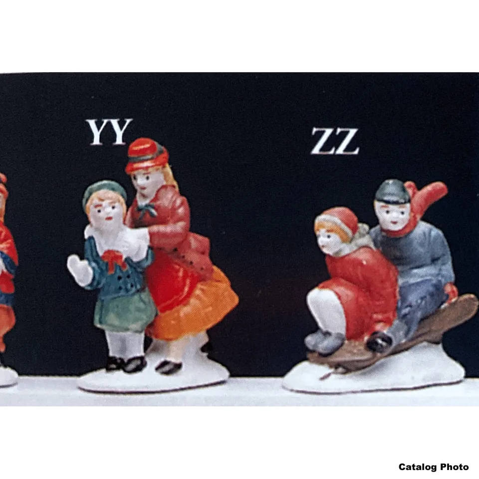 lemax-boy-and-girl-on-sled-figurine-luge-enfants image 1