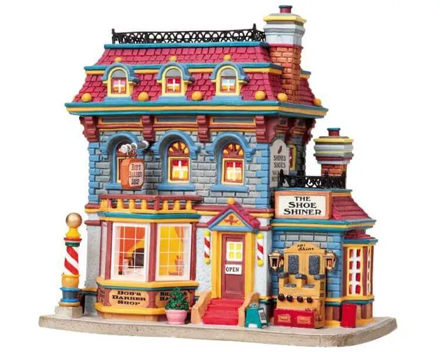 lemax-bob-s-barber-shop-the-shoe-shiner-b-timent-miniature-de-collection image 1