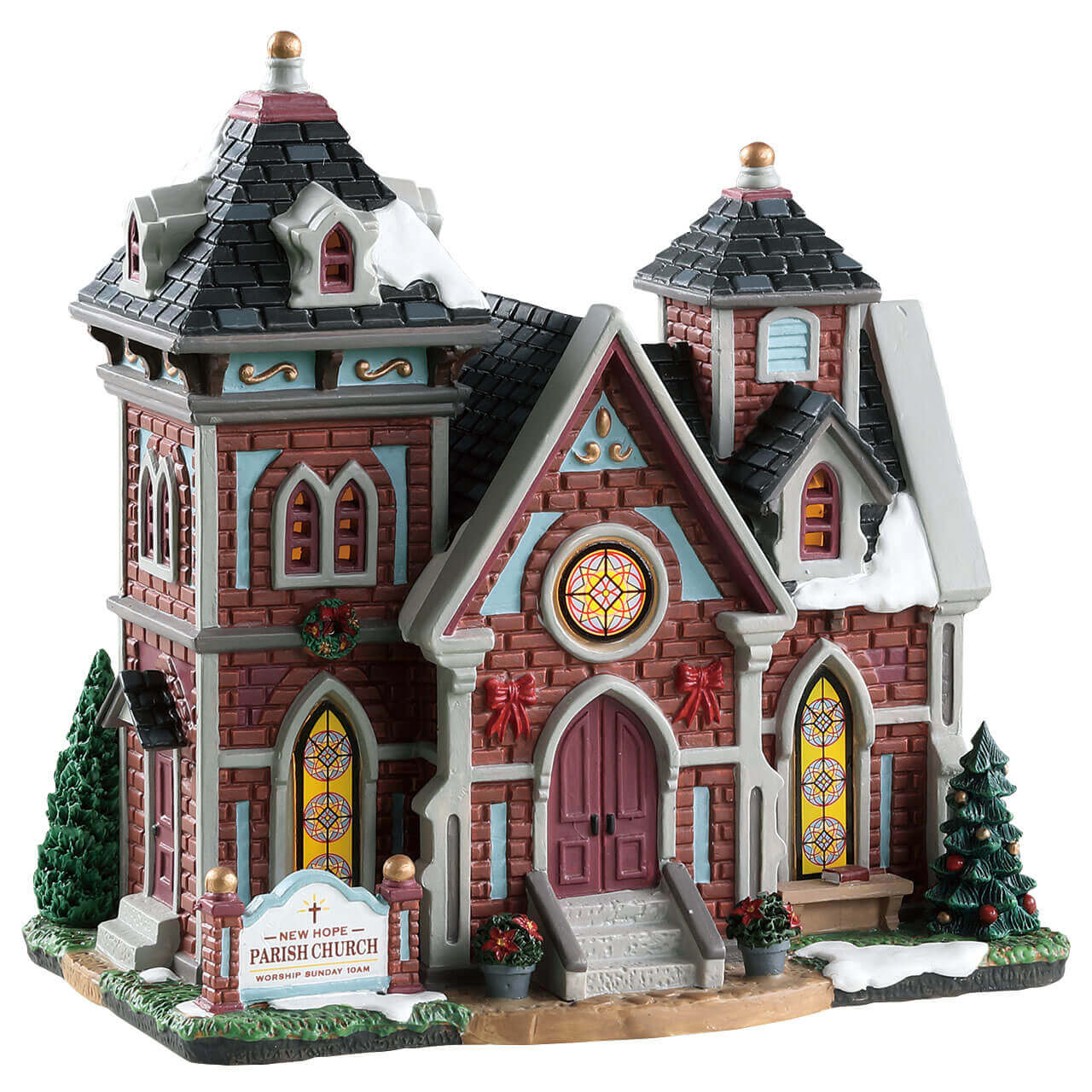 lemax-new-hope-parish-church-glise-miniature-lumineuse-village image 1