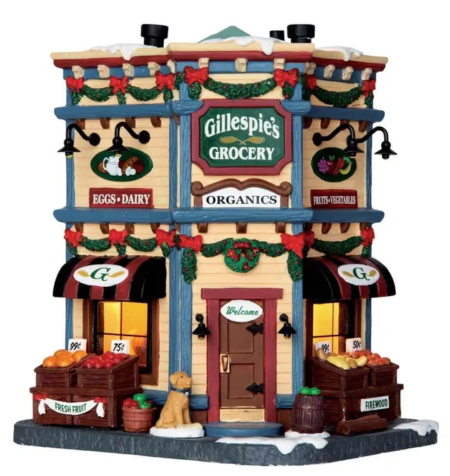 lemax-gillespie-s-grocery-picerie-illumin-e-miniature-village image 1