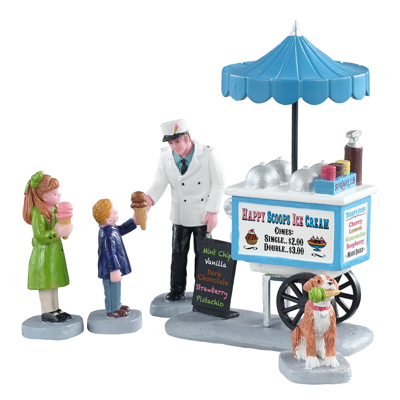 lemax-happy-scoops-ice-cream-cart-set-figurines-marchand-de-glaces image 2