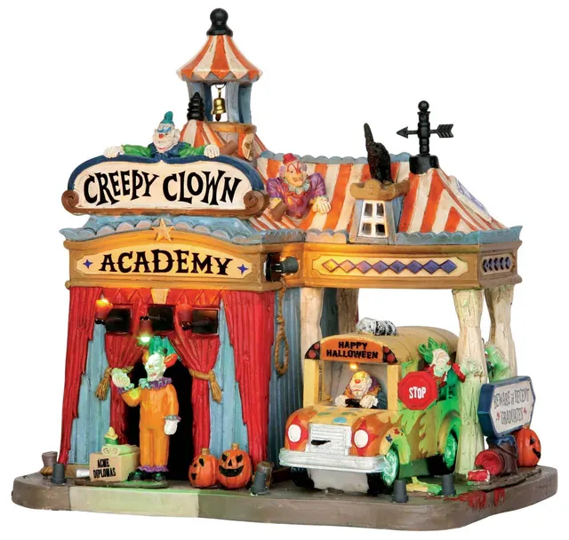lemax-creepy-clown-academy-b-timent-lumineux-spooky-town image 1