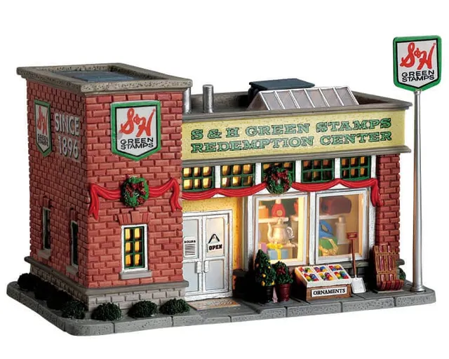 lemax-s-h-green-stamps-store-boutique-miniature-lumineuse image 1