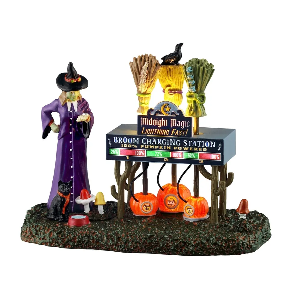 lemax-broom-charging-station-miniature-village-halloween-spooky-town image 1