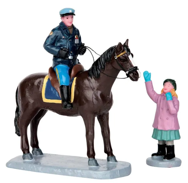 lemax-mounted-policeman-set-of-2-figurines-miniatures-police-cheval image 1