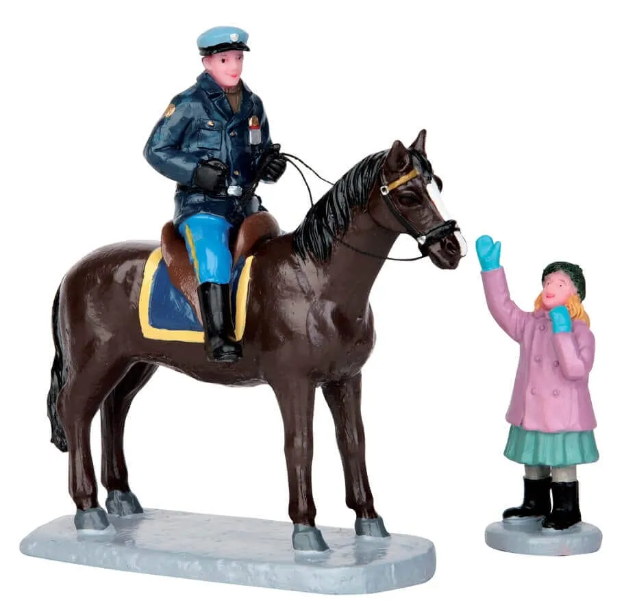 lemax-mounted-policeman-set-of-2-figurines-miniatures-police-cheval image 1
