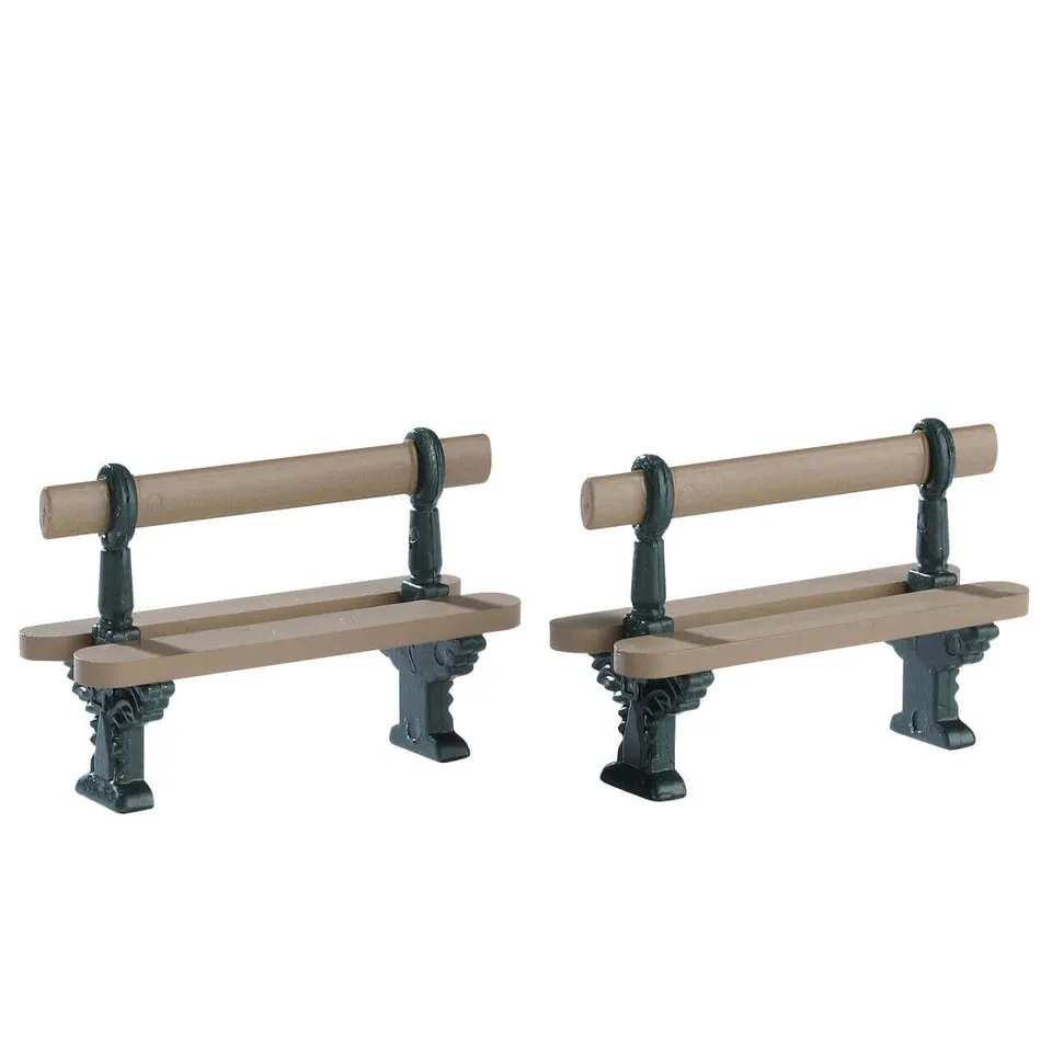 lemax-double-seated-bench-set-of-2-lot-de-2-bancs-miniatures image 1