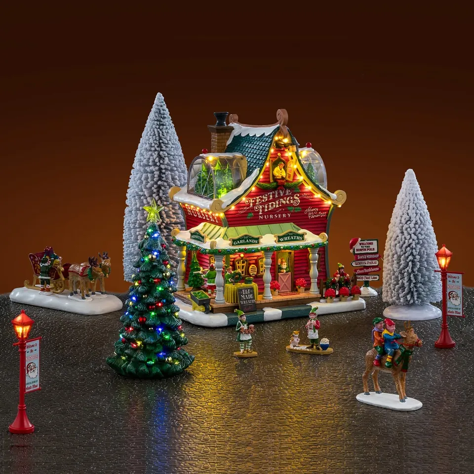 lemax-festive-tidings-nursery-set-village-miniature-lumineux-santa-s-wonderland image 1