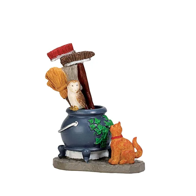 lemax-cauldron-broom-holder-accessoire-miniature-spooky-town image 1