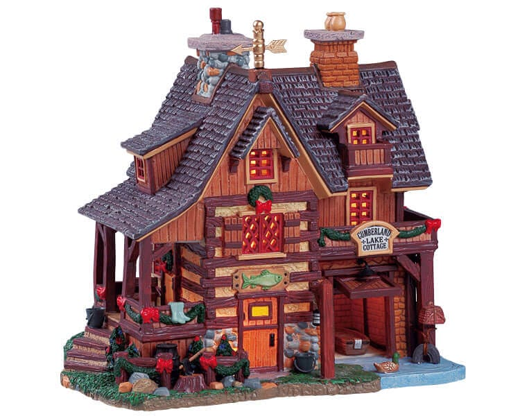 lemax-cumberland-lake-cottage-chalet-miniature-lumineux image 1