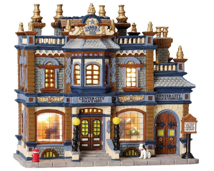 lemax-center-city-police-station-b-timent-miniature-lumineux image 1
