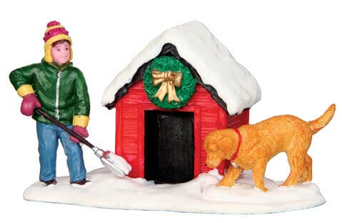 lemax-digging-out-the-doghouse-figurine-neige-miniature image 2