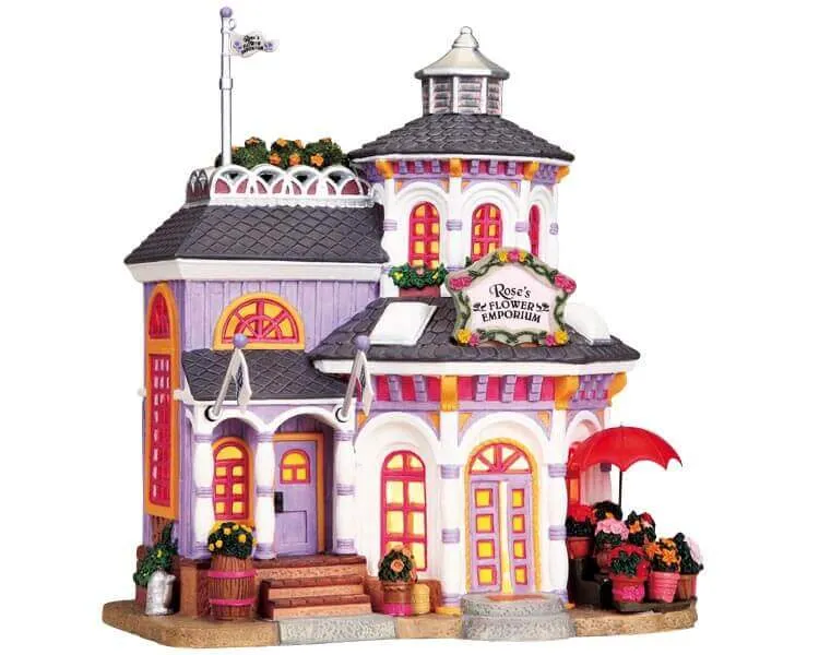 lemax-rose-s-flower-emporium-boutique-fleurie-miniature-lumineuse image 1