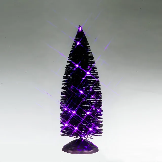 lemax-black-bristle-tree-with-purple-lights-arbre-miniature-lumineux-halloween image 1